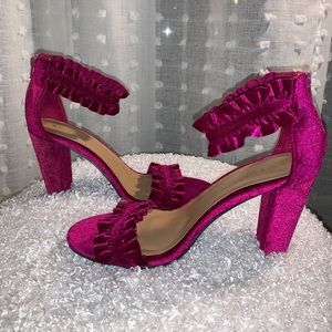 Brand new Fuchia Velvet Heel Sandals!